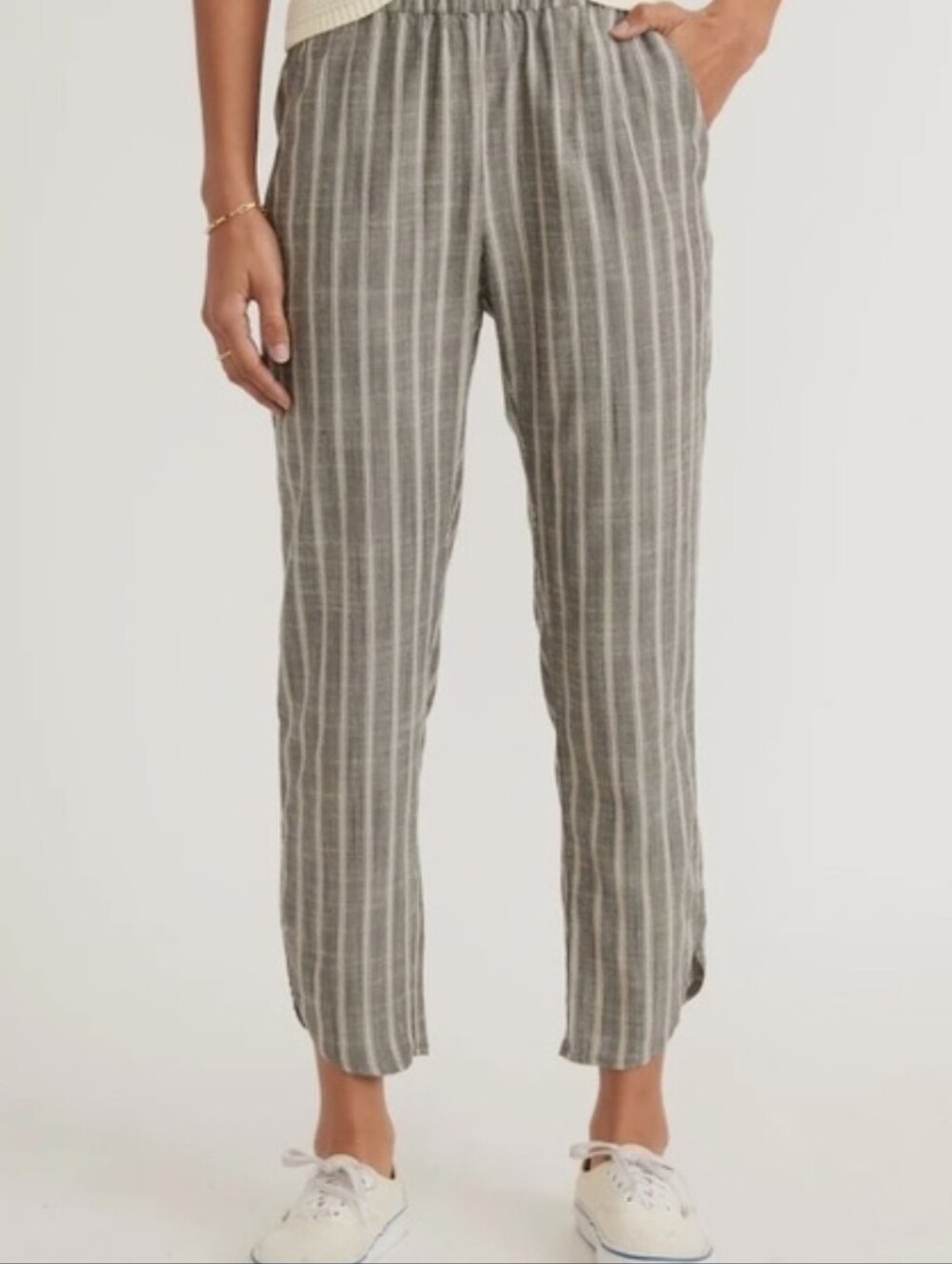 Marine Layer Allison Gray Striped Ankle Pants Relaxed Fit Womens Small